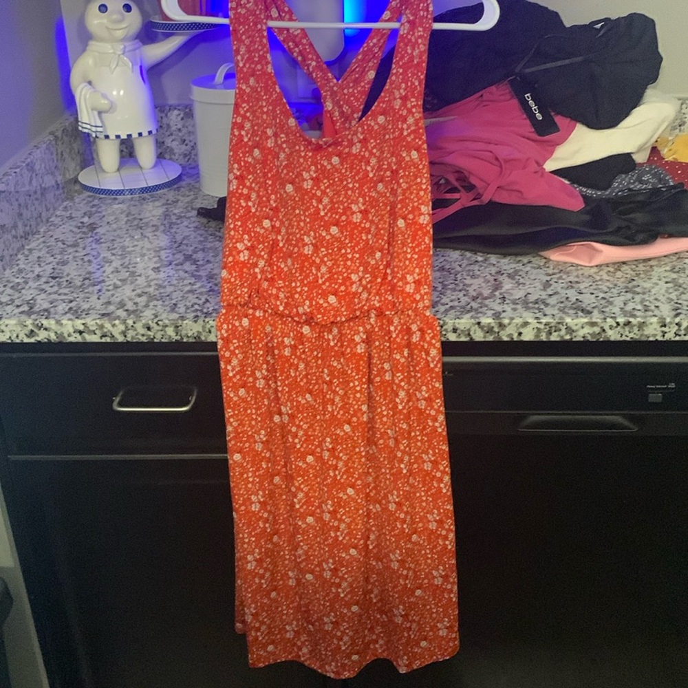 Red Flower Short Dress
